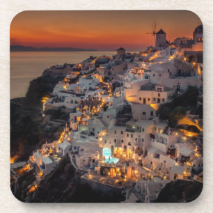 Dessous-de-verre Coucher du soleil de Santorini, Grèce