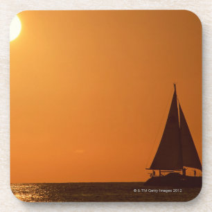 Dessous-de-verre Coucher du soleil et yacht