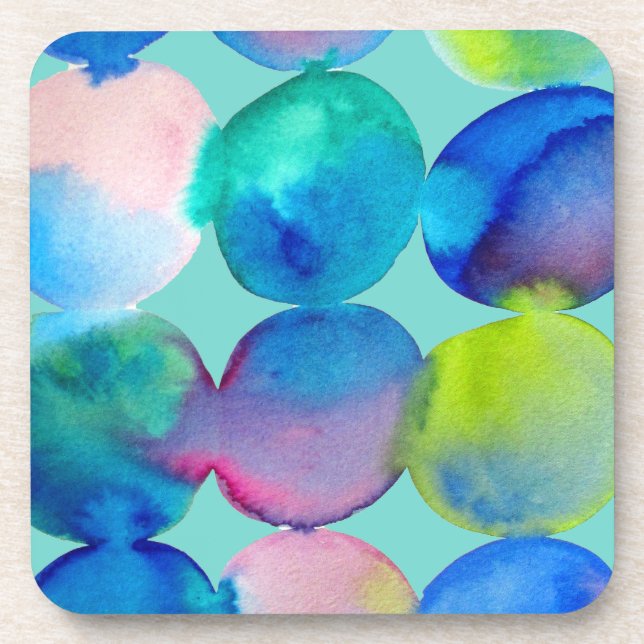 Dessous-de-verre Couleur cool bleu aquarelle art abstrait (Devant)