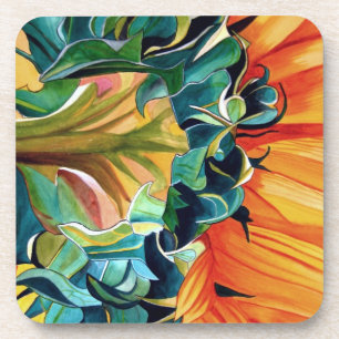 Dessous-de-verre Couleur de tournesol jaune peinture d'art original