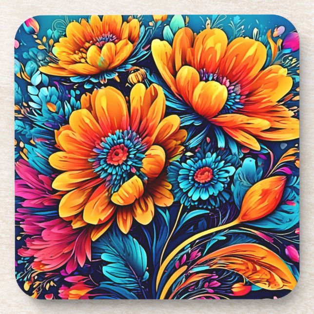 Dessous-de-verre Couleur florale Rose étonnante (Devant)