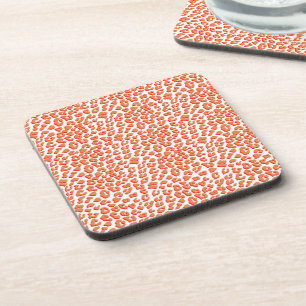Dessous-de-verre Couleur orange et Empreinte de léopard blanc