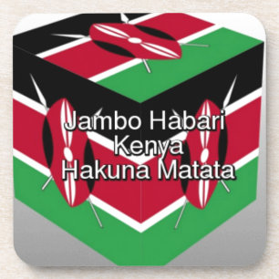Dessous-de-verre Couleurs du drapeau national du Kenya Design noir 