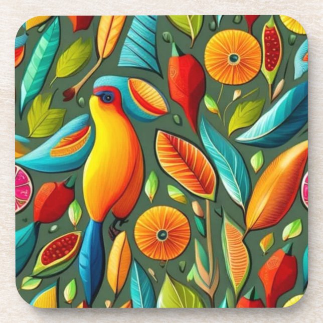 Dessous-de-verre Couleurs vives des oiseaux tropicaux (Devant)
