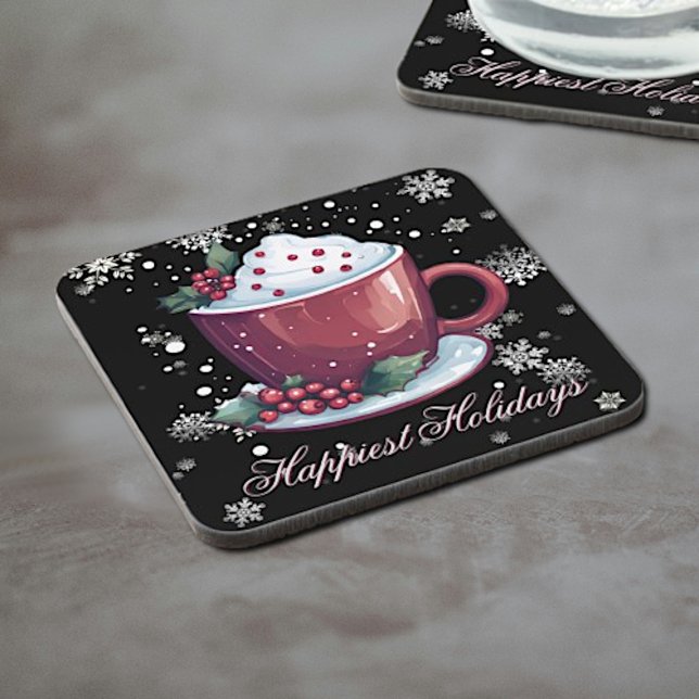 Dessous-de-verre Coupe de Noël de chocolat chaud (Christmas Cup of Hot Chocolate Beverage Coaster)
