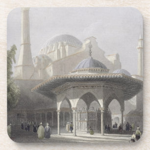 Dessous-de-verre Cour et fontaine de St Sophia, Istanbul, engrav