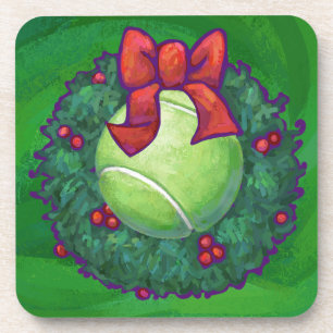 Dessous-de-verre Courbe de Noël de Tennis Ball sur Green
