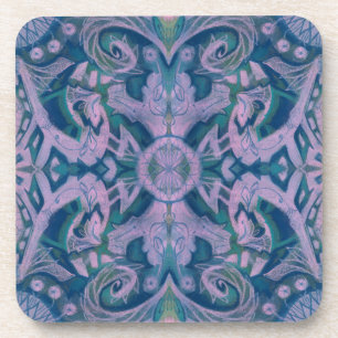 Dessous-de-verre Courbes & Lotus, lavande motif abstraite et bleu