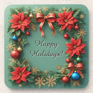 Dessous-de-verre Couronne de Noël avec Poinsettias