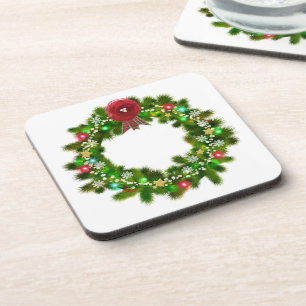 Dessous-de-verre Couronne de Noël décorée festive
