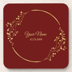 Dessous-de-verre Couronne géométrique florale dorée de mariage fête