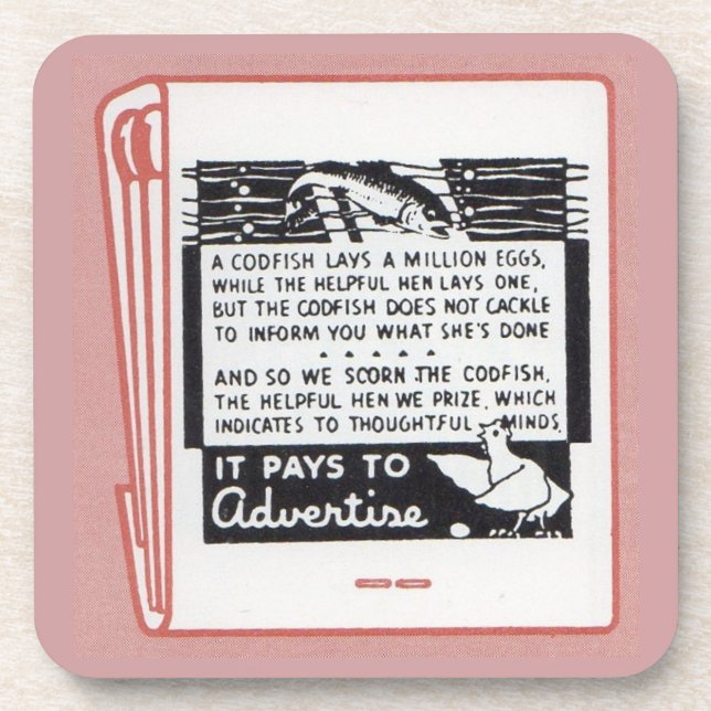 Dessous-de-verre couverture de vieux matchbook Il paie à la publici (Devant)
