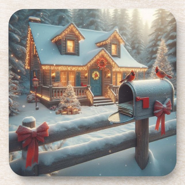 Dessous-de-verre Cozy Christmas Cabin Winter Wonderland (Devant)