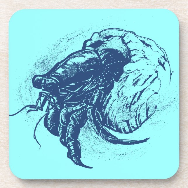 Dessous-de-verre Crabe ermite en bleu foncé (Devant)