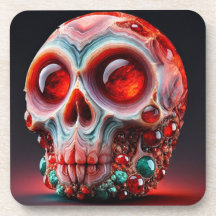Crâne de géode à bijoux rouge