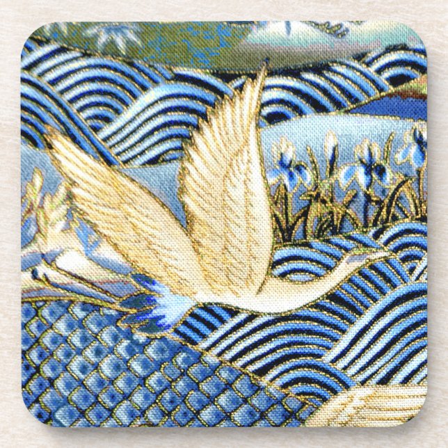 Dessous-de-verre Crane japonaise personnalisée (Devant)
