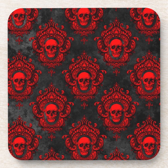Dessous-de-verre Crâne rouge et noir gothique (Devant)