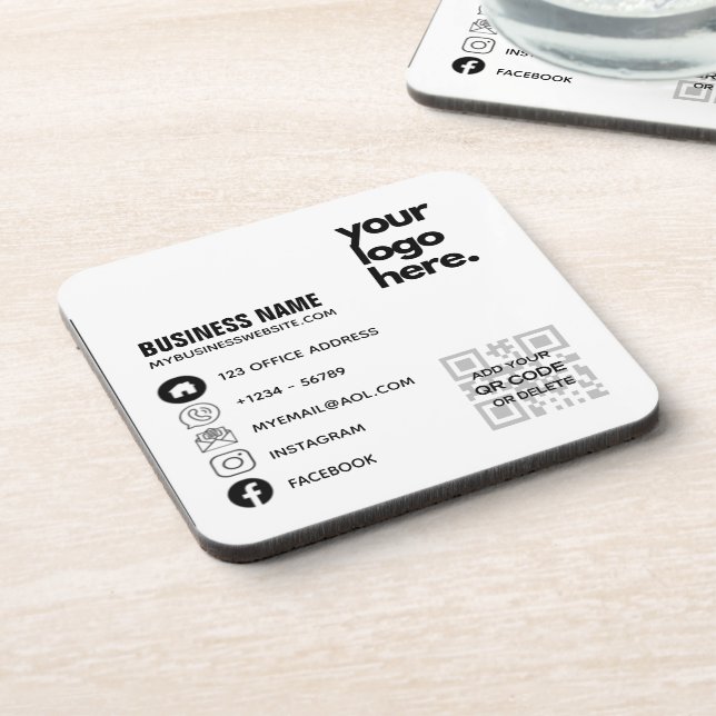 Dessous-de-verre Créer son propre code QR Logo d'entreprise Social  (Côté gauche)