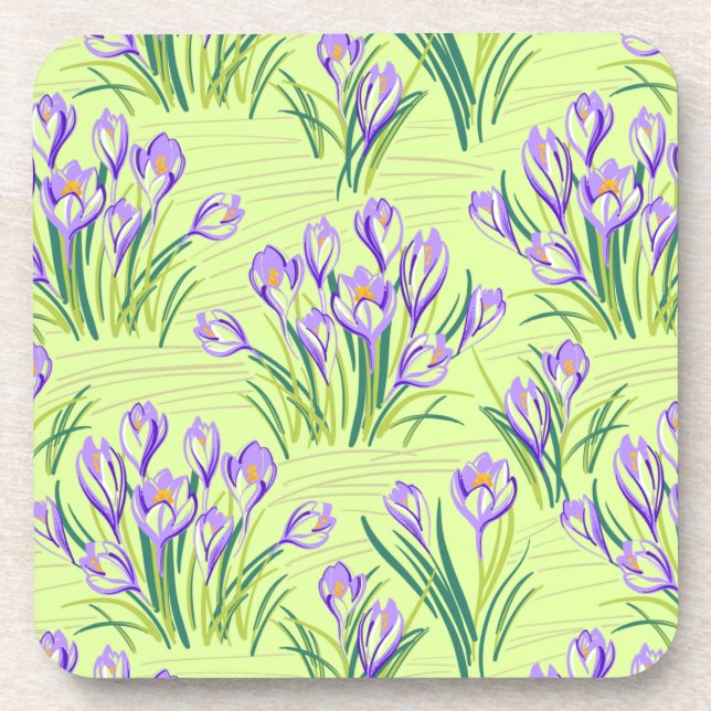 Dessous-de-verre Crocus sur vert clair (Devant)