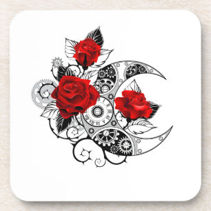 Dessous-de-verre Croissant mécanique avec roses rouges