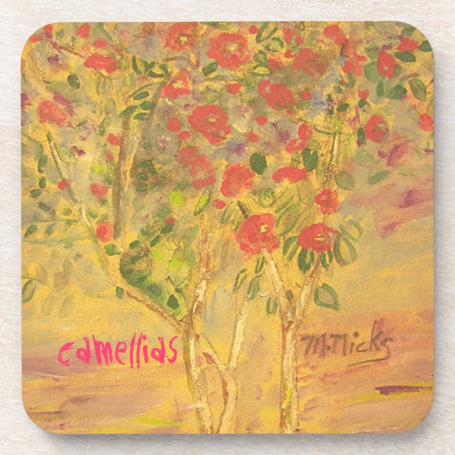 Dessous-de-verre croquis de camellias (Devant)