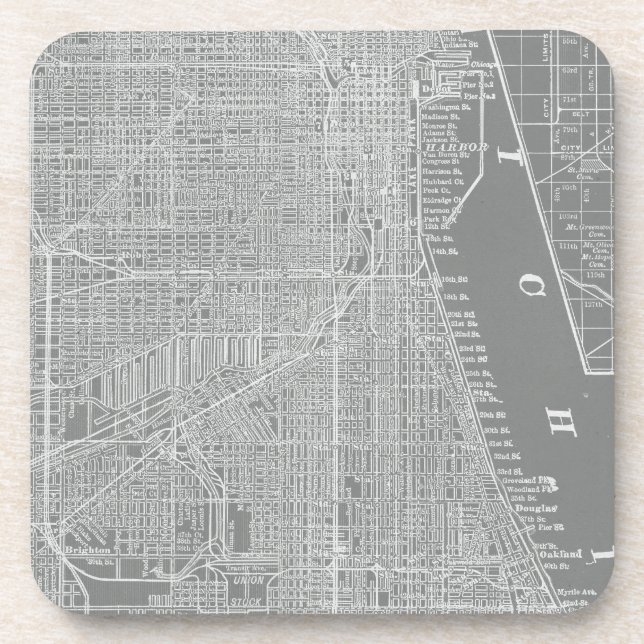 Dessous-de-verre Croquis de Chicago City Map (Devant)
