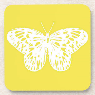 Dessous-de-verre Croquis de papillon, or moutarde et blanc