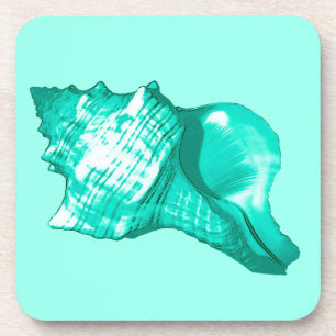 Dessous-de-verre Croquis en coquille de conc - turquoise, blanche e