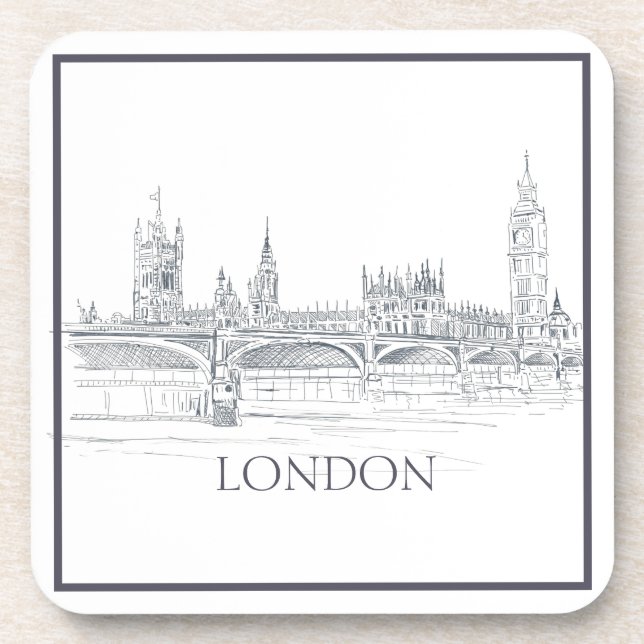 Dessous-de-verre Croquis Skyline Londres Icone (Devant)