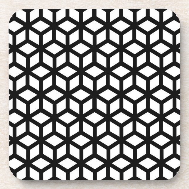 Dessous-de-verre Cube Noir Et Blanc Motif (Devant)