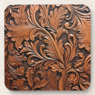 Dessous-de-verre Cuir brun embouti