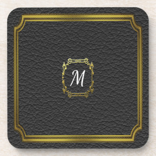 Dessous-de-verre Cuir noir personnalisé de Faux