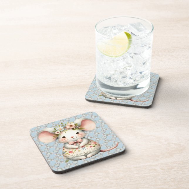 Dessous-de-verre Cuisine Florale Souris Couronne Fleur (Côté Droit)
