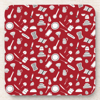 Dessous-de-verre Cuisine rouge rétro