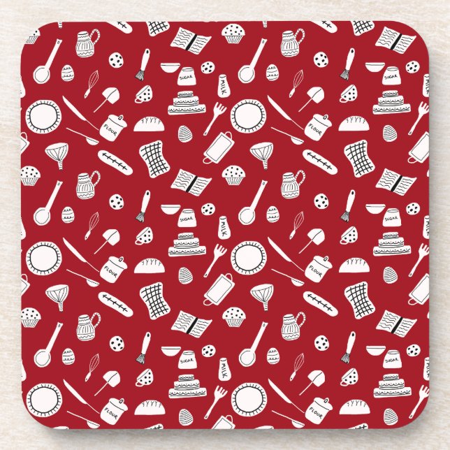 Dessous-de-verre Cuisine rouge rétro (Devant)