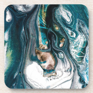 DESSOUS-DE-VERRE CUIVRE BLANC TURQUOISE D'IMPRESSION D'ART ABSTRAIT