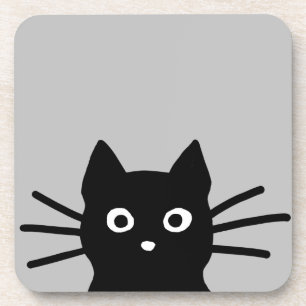 Dessous-de-verre Curieux petit chat noir kitty  L'art animal amusan