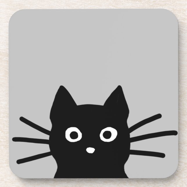 Dessous-de-verre Curieux petit chat noir kitty| L'art animal amusan (Devant)