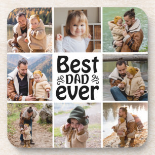 Dessous-de-verre Custom 8 Photo Collage Meilleur Papa Jamais Plasti