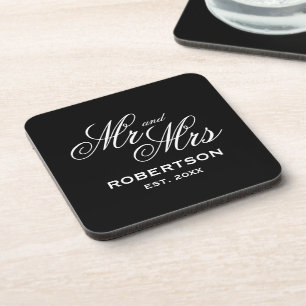 Dessous-de-verre Custom Mr and Mrs name plastic beverage coaster