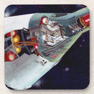 Dessous-de-verre Cutaway Un Appareil Spacecraft Gemini À Deux Perso