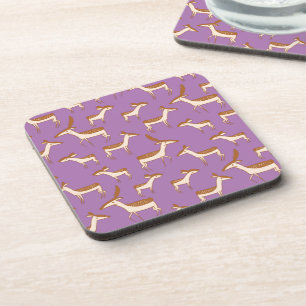 Dessous-de-verre Cute Baby Deer and Family on Lavender Purple