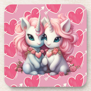 Dessous-de-verre Cute Baby Unicorns Cpuple pour le cadeau de la Sai