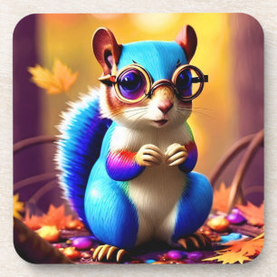 Dessous-de-verre Cute Blue Squirrel Portant des lunettes-46506