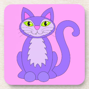 Dessous-de-verre Cute Cartoon Kitty Smiling Snaggletooth Chat Rose