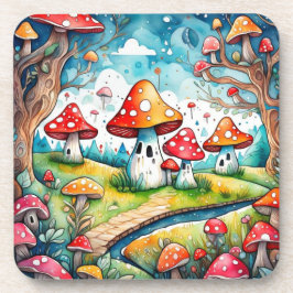 Dessous-de-verre Cute champignons feuille cottage design