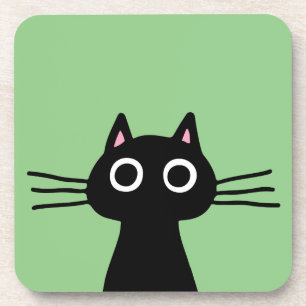 Dessous-de-verre Cute chat Kitty Noir - Drôle Feline Animal Art