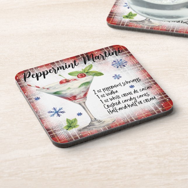 Dessous-de-verre Cute Christmas Pepperment Martini Drink Recette (Côté gauche)