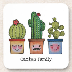 Dessous-de-verre Cute Famille Cactus En Aquarelle