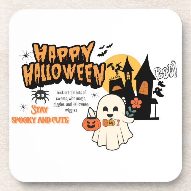 Dessous-de-verre Cute Halloween Pumpkin Coaster – Kid-Friendly Spoo (Devant)